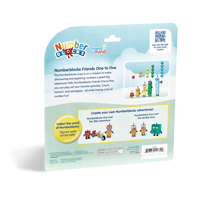 The backside of the Numberblocks One to Five packaging